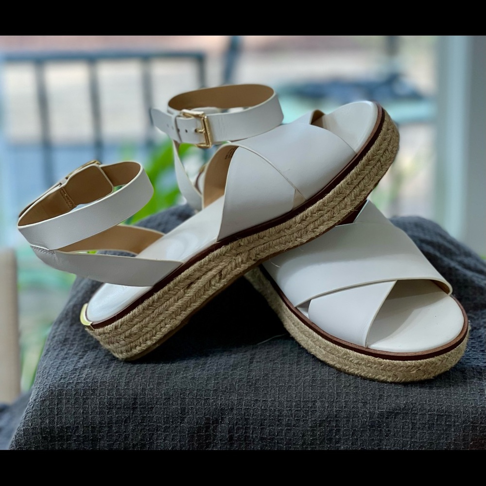 MICHAEL Michael Kors- Super cute White leather espadrille sandals.